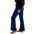 thumbnail image 3 of HXWCHs Women's Velvet Flared Trousers High Waist Elastic Wide Leg Casual Business Pants with Pockets XL Dark Blue, 3 of 8