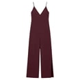 thumbnail image 7 of LEBONYARD Blue Jumpsuit Women,Women's V-Neck Jumpsuit with Adjustable Straps Side Slits and Pockets Red XL, 7 of 7
