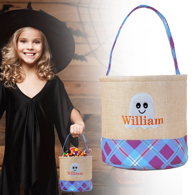 AKEGAMN Clearance! Halloween Handbag Basket Canvas Bucket Halloween Decorative Hand Held Cloth Basket Large Capacity Storage Candy Basket The material its durability and sturdiness, allowing for lon