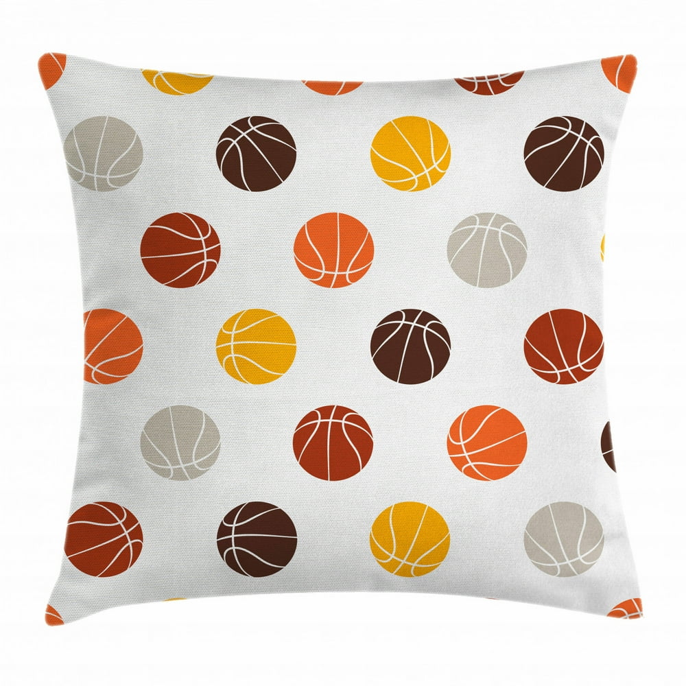 Basketball Throw Pillow Cushion Cover, Ball Pattern in Earthen Tones