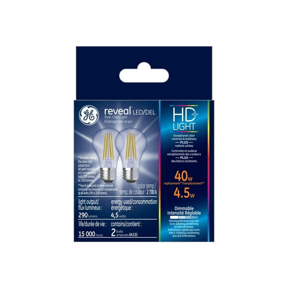 General Electric 4W HD+ LED A15 Reveal Light Bulb