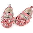 thumbnail image 4 of Infant Baby Girls Soft Sole Bowknot Princess Wedding Dress Mary Jane Flats Prewalker Newborn Light Baby Sneaker Shoes 0-18 Months, 4 of 6