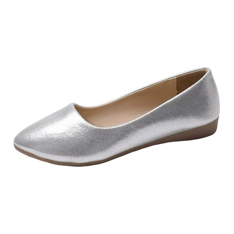Rokment Dress Shoes for Women Bride Wedding Metallic Silver Gold Pointed Toe Wedges Dressy Slip on Walking Low Heels, Adult Unisex, Size: 7 Rokment Dress Shoes for Women Bride Wedding Metallic Silver Gold Pointed Toe Wedges Dressy Slip on Walking Low Heels, Adult Unisex, Size: 7