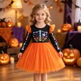 thumbnail image 2 of Girls Princess Tulle Dress Halloween Toddler Girls Long Sleeve Cartoon Print Mesh Princess Dress Halloween Birthday Outfit 9M To 5Y, 2 of 9