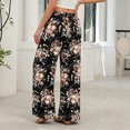thumbnail image 4 of KLHDSF Women's Pants Elastic Waist Striped Lightweight Palazzo Pants for Women Casual Lounge Wide Leg Pants Pink L, 4 of 7