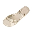 thumbnail image 2 of Samdudou Summer Sandals for Women Open Toe Flat Slip On Shoes Casual Criss Cross Strappy Design Minimalist Lightweight Beach Vacation Everyday Outdoor Footwear, 2 of 9