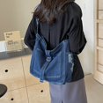 thumbnail image 1 of Bolso de mensajero Simple para mujer bolso de viaje femenino de Color sólido con correa ajustable de mezclilla, 1 of 9