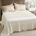 thumbnail image 3 of GentleSoft 100% Cotton Blanket Queen Size for Bed - Breathable and Lightweight, Soft Cozy Textured Herringbone Woven Blanket for Summer, Cream, 90x90 inches, 3 of 5