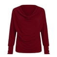 thumbnail image 4 of Long Sleeve Shirts for Women Sparkly Cowl Neck Long Sleeve Fall Winter Elegant Casual Blouse Womens Shirts Dressy Casual Wine Xl, 4 of 4