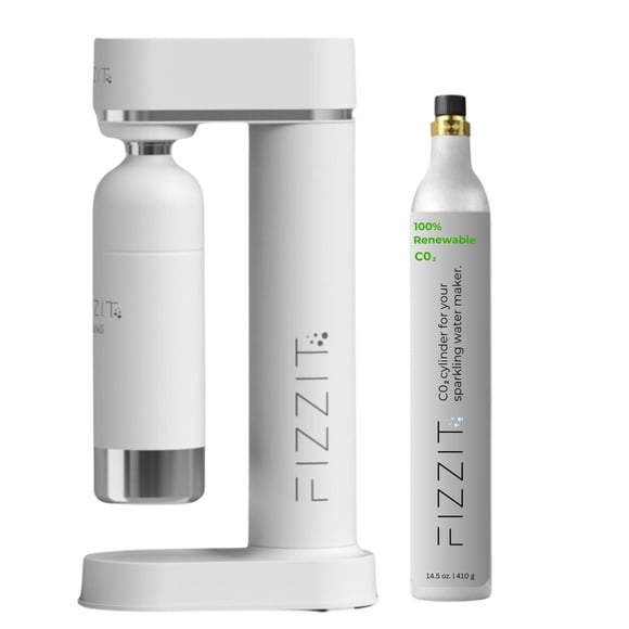 Máquina para hacer agua con gas FIZZIT Sparkli White de acero inoxidable