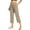 Khaki, variant on Nhthy Women's High Waist Linen Blend 7/8 Capri Pants, Elastic Waist Button Detail, Loose Comfort Fit Casual Cropped Trousers for Summer Beach Daily Gray XL