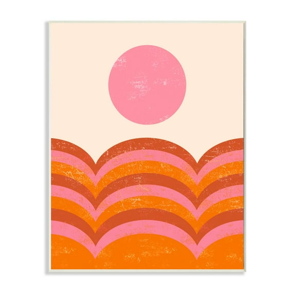 Stupell Industries Abstract Sunset Arched Landscape Pink Red Orange Graphic Art Unframed Art Print Wall Art, 10x15, by Daphne Polselli