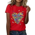 thumbnail image 1 of TINZ T-Shirt Décontracté à Col Rond à Manches Courtes Imprimé pour Femme Hauts d'Exercice T-Shirts à Manches Courtes pour Femme T-Shirts de Tennis Femme Chemise pour Femme T-Shirts à Manches Courtes en Spandex pour Femme T-Shirt Femme Été, 1 of 4