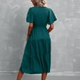 thumbnail image 4 of VUPSGEZ Summer Women Casual Solid Color V Neck Short Sleeved Loose Dress Summer Women Ladies Dress Summer(GN1,XXL), 4 of 6