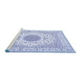 thumbnail image 2 of Ahgly Company Machine Washable Indoor Round Medallion Blue Traditional Area Rugs, 4' Round, 2 of 4