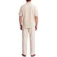 thumbnail image 3 of GENTS BLISS Men 2 Piece Set Linen Outfit Casual Short Sleeve Button Down Shirt and Linen Pants, 3 of 10