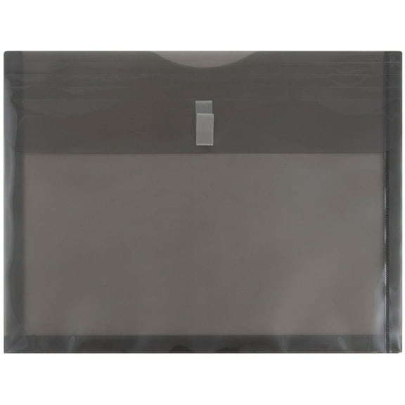 JAM Paper Plastic Expansion Envelopes, Hook & Loop, Letter Booklet, 9 3/4 x 13, 1 in Expansion, Smoke Gray, 3/Pack