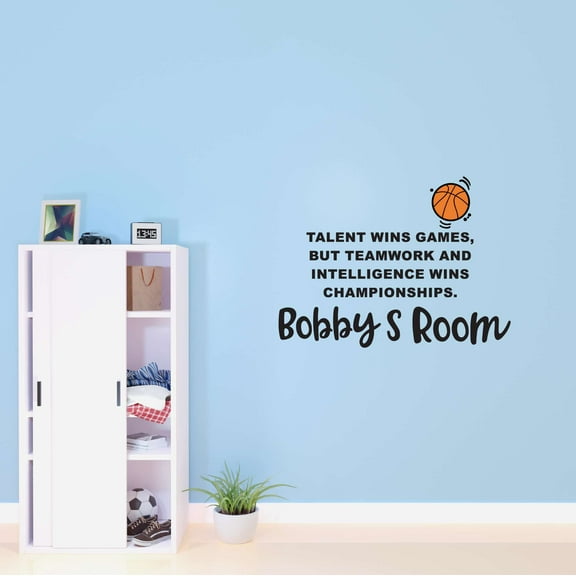 Boys Intelligence wins Championships Motivational Sports Wall Decal Decoration Sports Quote Decal for Boy's Room Decoration Lasts Years and Easily Removable - Size: 20 In(W) x 14 In(H)