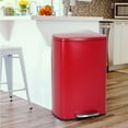 thumbnail image 2 of CL.HPAHKL 13 Gallon(50L) Kitchen Trash Can with Lid，Stainless Steel Garbage Can with Soft-Close Foot Pedal and Removable Inner Bucket, Trash Bin for Bathroom Bedroom Home Office, Red, 2 of 8