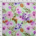 thumbnail image 3 of oneOone Viscose Jersey Fabric Watercolor Leaves & Peony Floral Print Sewing Fabric BTY 60 Inch Wide, 3 of 5