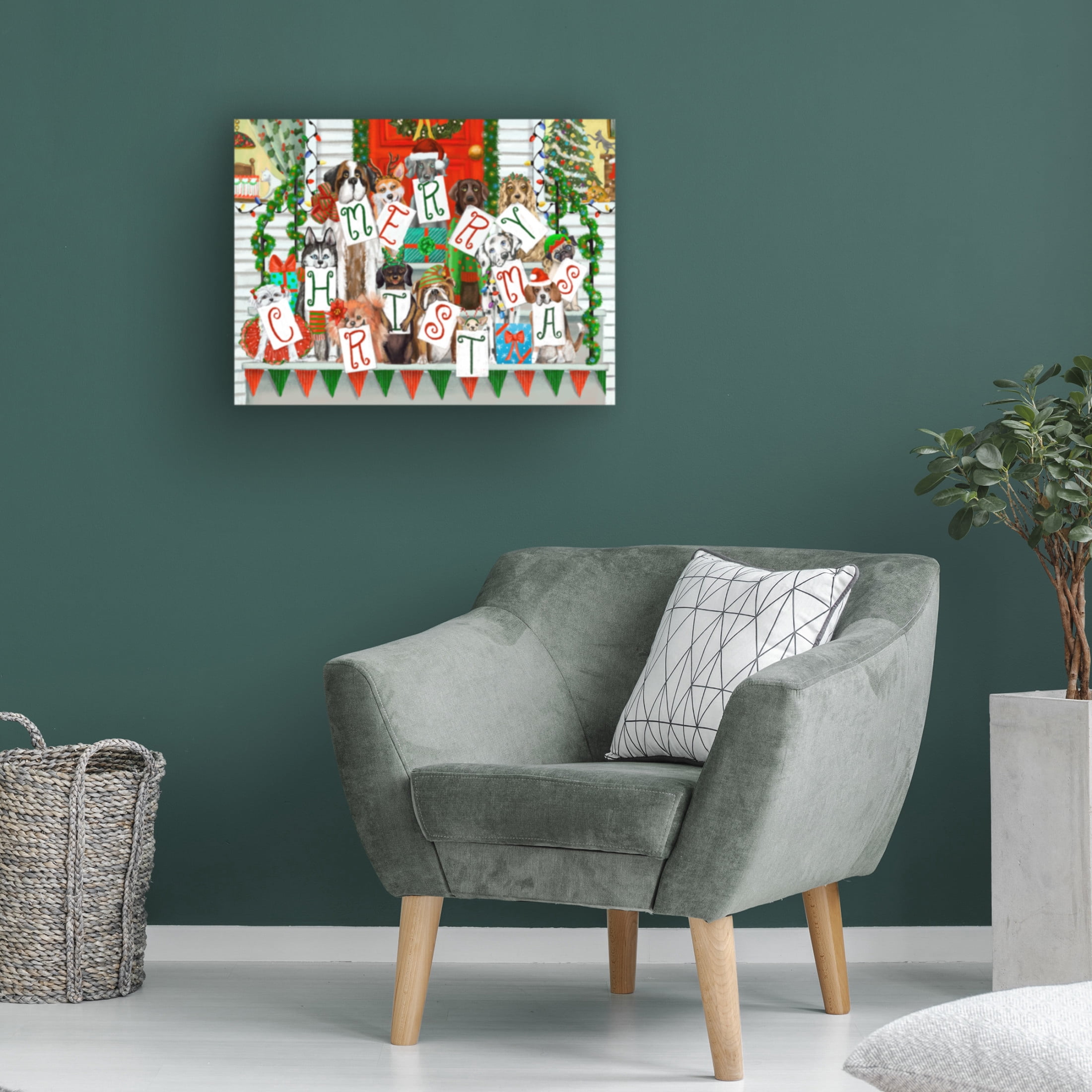Canvas Wall Art - Christine Rotolo 'Doggie Merry Christmas' Wall Art for Living Room, Bedroom, or Office Décor by Trademark Fine Art - 24 x 18 Inches