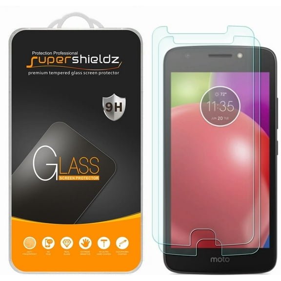 (2-Pack) Supershieldz Designed for Motorola Moto E4 / Moto E (4th Generation) Tempered Glass Screen Protector, Anti-Scratch, Anti-Fingerprint, Bubble Free