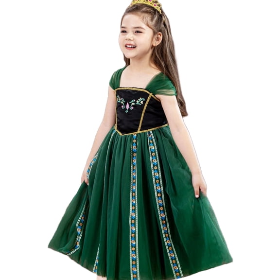 LOEL Girls Princess Dress Fancy Outfit Christmas Birthday Theme Party Fairy Green Dress