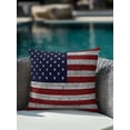 thumbnail image 4 of Outdoor Pillows Waterproof, American Flag Bedding Throw Pillows with Insert for Couch Sofa Bed, Vintage Brick Wall Star Striped Red Blue 18x18 Inch Pillowcases Decorative Patio Pillow Set of 1, 4 of 8