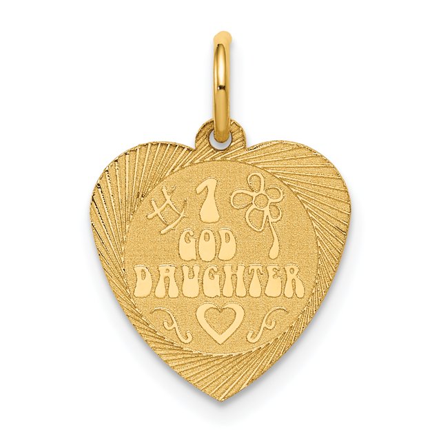 14K Or Jaune 1 Goddaughter Cœur Disque Charm