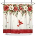 thumbnail image 6 of Tchckioa 72x72 Inch Shower Curtain for Restroom,Waterproof Hooks Bath Curtain,Floral Birde Christmas Decor, 6 of 6