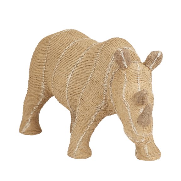 5" x 8" Light Brown Polystone Rhino Sculpture, by DecMode