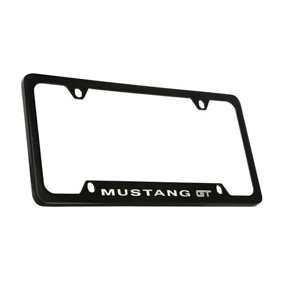Ford Mustang GT Black Coated Metal Bottom Engraved License Plate Frame Holder