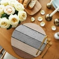 thumbnail image 2 of Brown Grey Round 15 Inch Placemats Set of 8, Vintage Stripe Farmhouse Wood Grain Ombre HeatResistant Non Slip Place Mats for Dining Table, Wipeable Braided Kitchen Table Mats for Housewarming, 2 of 9