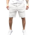 thumbnail image 2 of Pxiakgy mens shorts Male Casual Mid Waist Shorts Pant Solid Splice Pocket Drawstring Knee Length Shorts Men Casual Shorts White + 3XL, 2 of 6