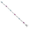 thumbnail image 2 of Gem Stone King 925 Sterling Silver Blue Zircon and Pink Created Sapphire and Round White Lab Grown Diamond Tennis Bracelet for Women (3.49 Cttw, Gemstone Birthstone, Oval 6X4MM, 7.25 inches), 2 of 4