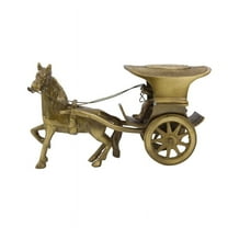 Natriel Regal Brass Horse Cart Sculpture - Elegant Home Decor Accent