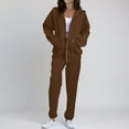 thumbnail image 2 of Sweatsuits Women 2 Piece Outfit Fleece Zip Up Jacket Oversized Hoodie Jogger Sweatpants Set Cozy Matching Sweat Sets Brown S, 2 of 3