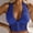 Blue, variant on Aboser Women's Halter Lace Tank Tops See Through Bralette Deep V Neck Bras Hollow Out Sleeveless Camisoles Front Closure Crop Top