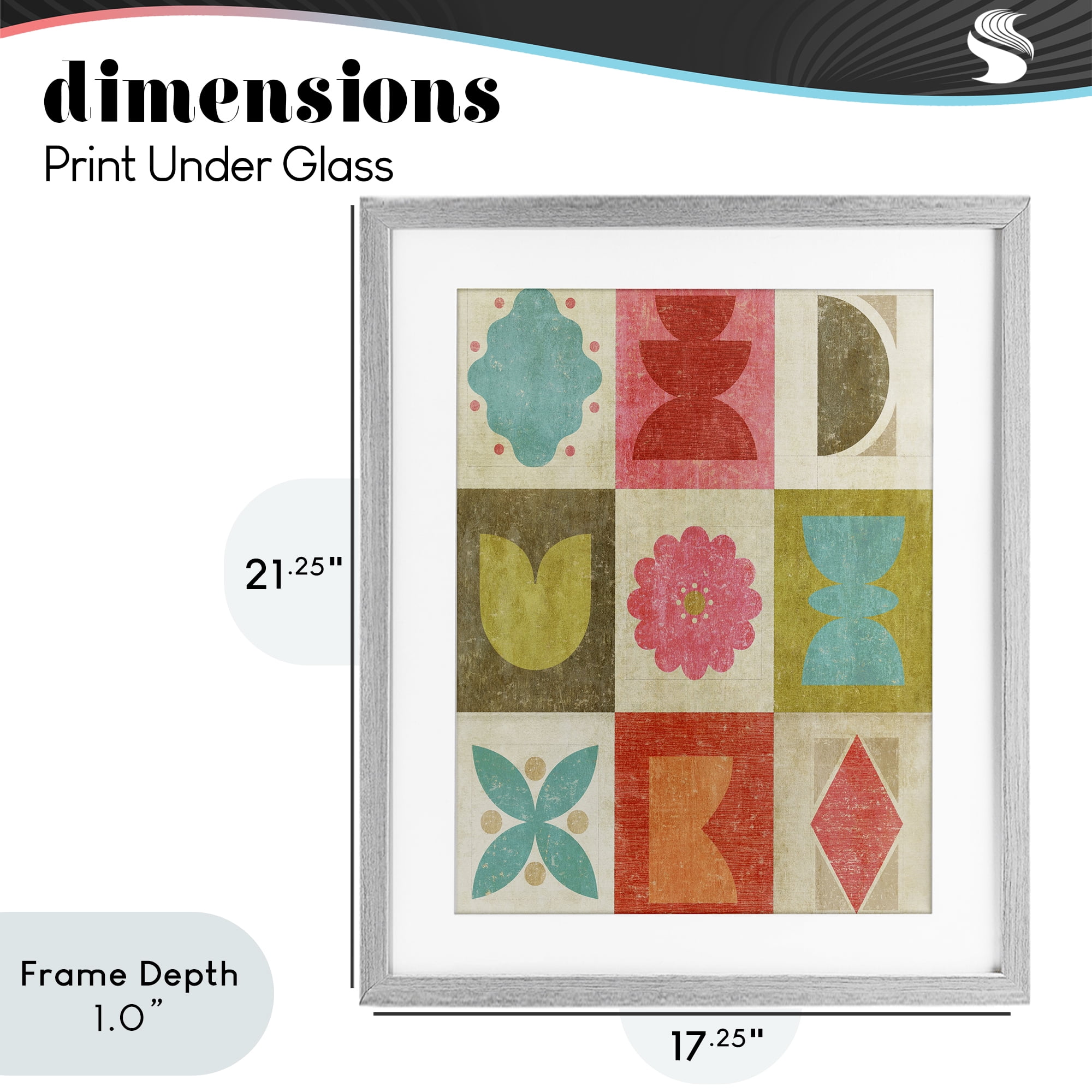 Stupell Industries Happy Dance Geometrics Gray Framed Print Under Glass, design by Suzanne Nicoll