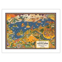 The Guide to Toyland - Children's Fairy Tales - Vintage Pictorial Map c.1940 - Bamboo Fine Art 290gsm Paper Print (Unframed) 18x24in