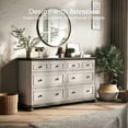 thumbnail image 3 of BELLEZE 31" Drawer Dresser Chest with 6 Drawers, Rustic Wooden Bedside Storage Cabinet Farmhouse Clothes Organizer for Bedroom or Living Room, Antique White, 3 of 7