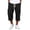 Black-03, variant on Men's Waffle Knit Cargo 3/4 Length Pants Elastic Waist Drawstring Casual Capri Trousers