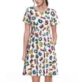 thumbnail image 1 of Disketp Colorful Numbers para Vestido de Manga Corta para Mujeres, Vestidos de Verano para Mujeres, Casual y Holgado para la Playa, 1 of 6