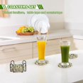 thumbnail image 6 of Yayeee 6 PCS Drink Coasters with Holder Set Woven Absorbent Round Tabletop Hot Pad, Green Geometric, 6 of 7