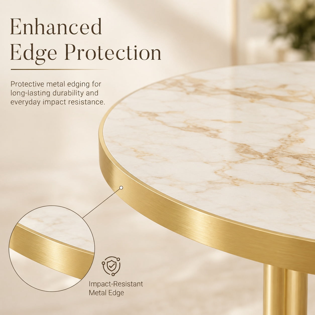 Aukfa 31.5" Round Sintered Stone Dining Table for 2-4, Kitchen Table Tulip Table with Gold Pedestal Base for Bistro Small Apartment,Calacatta Gold Marble