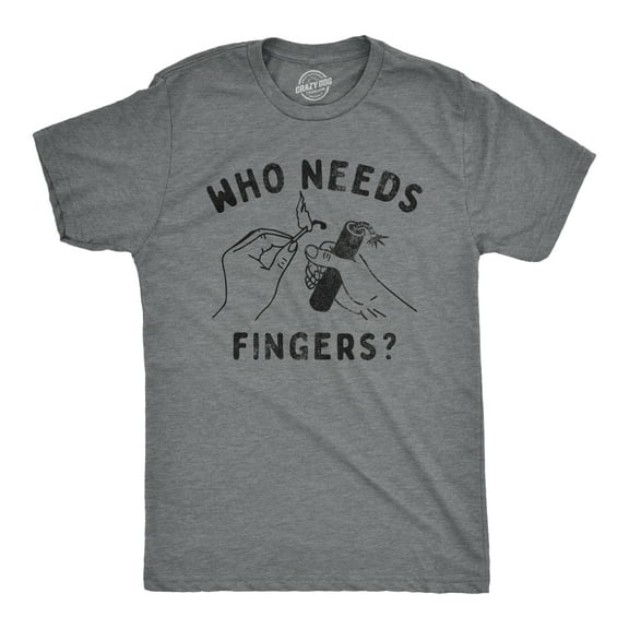 Mens Who Needs Fingers T Shirt Funny Fourth Of July Fireworks Exploding Joke Tee for Guys Graphic Tees