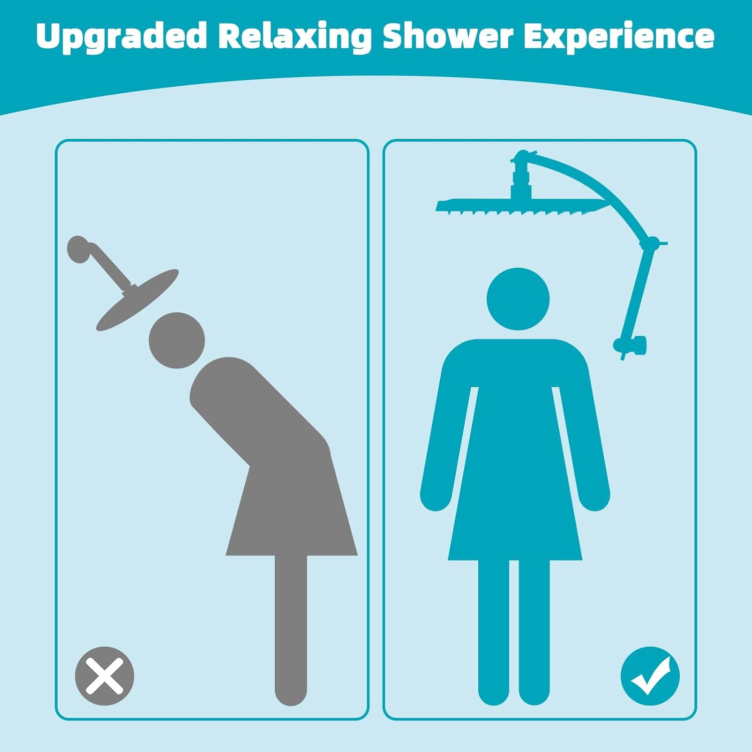 13 Inch High Pressure Rain Shower Head with 16 Inch Extension Arm, 5 Spray Modes Square Fixed Showerhead Chrome