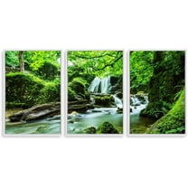 IDEA4WALL 3 Piece Framed Canvas Wall Art for Living Room, Bedroom Waterfall in Deep Forest of Croatia Canvas Prints for Modern Home Decoration Ready to Hang