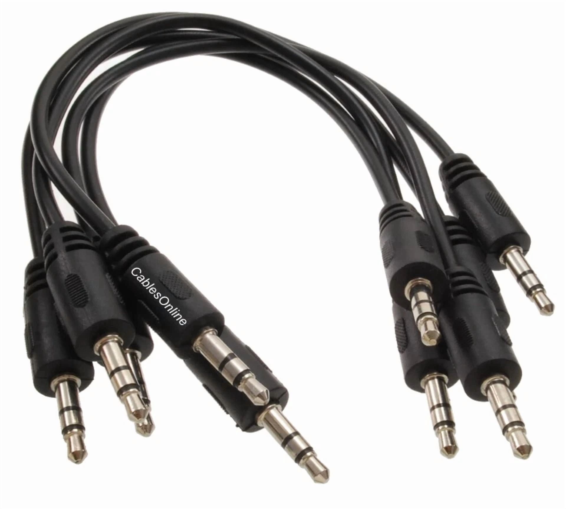 5-Pack 7-Inch 3.5Mm Stereo Trs Male To Male Molded Short Jumper Audio Cables