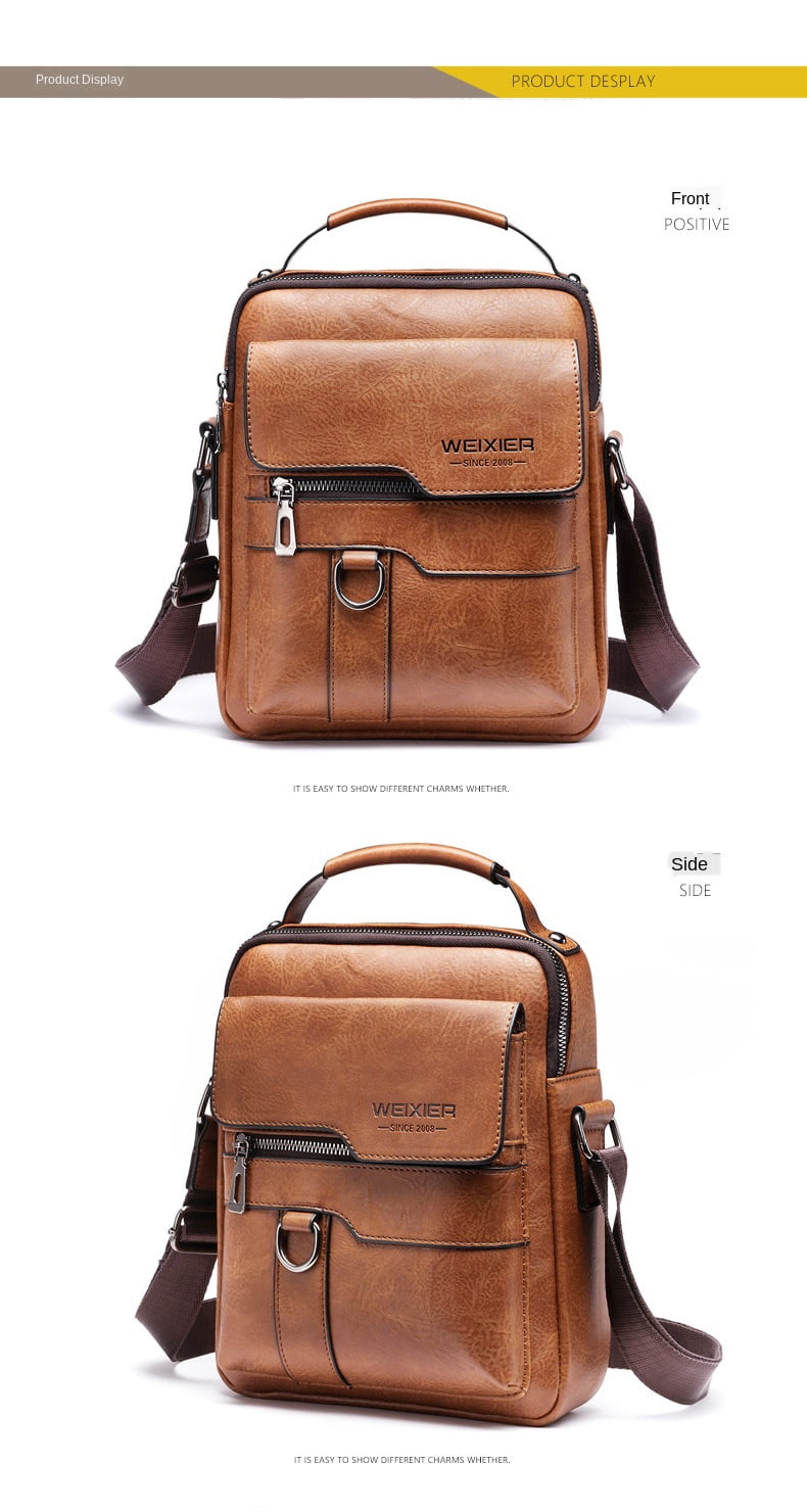 WEIXIER Men's Bag Cross-Body Bag Business Casual Vertical Type Travel Bag Shoulder Bag (Black)